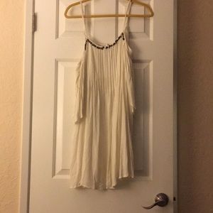 White cold shoulder dress